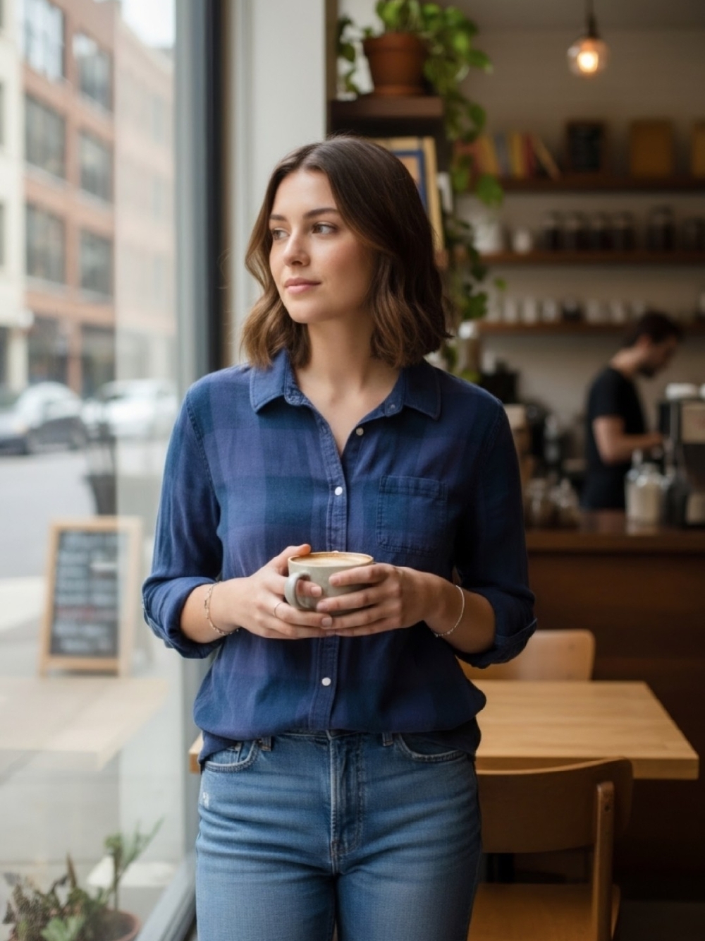 Flag & Anthem Navy Plaid Button-Down Flannel